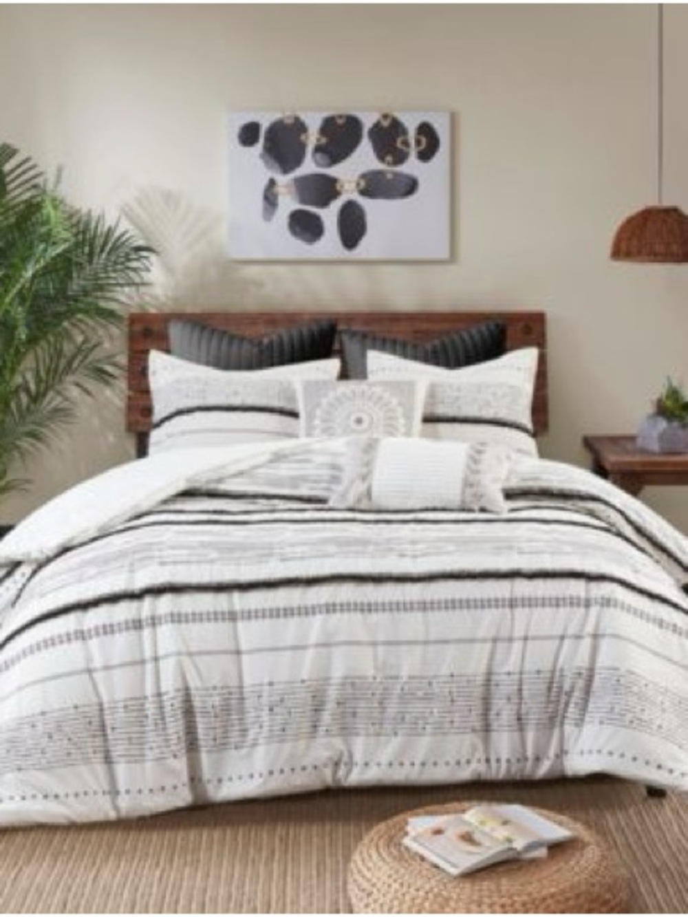 NEW Ink+Ivy Boho Black & White Duvet Cover Set - Modern Neutral Bedding